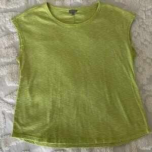 Talbots XL Top Tank Striped Sleeveless Lime Green Keyhole Back Summer Vacation